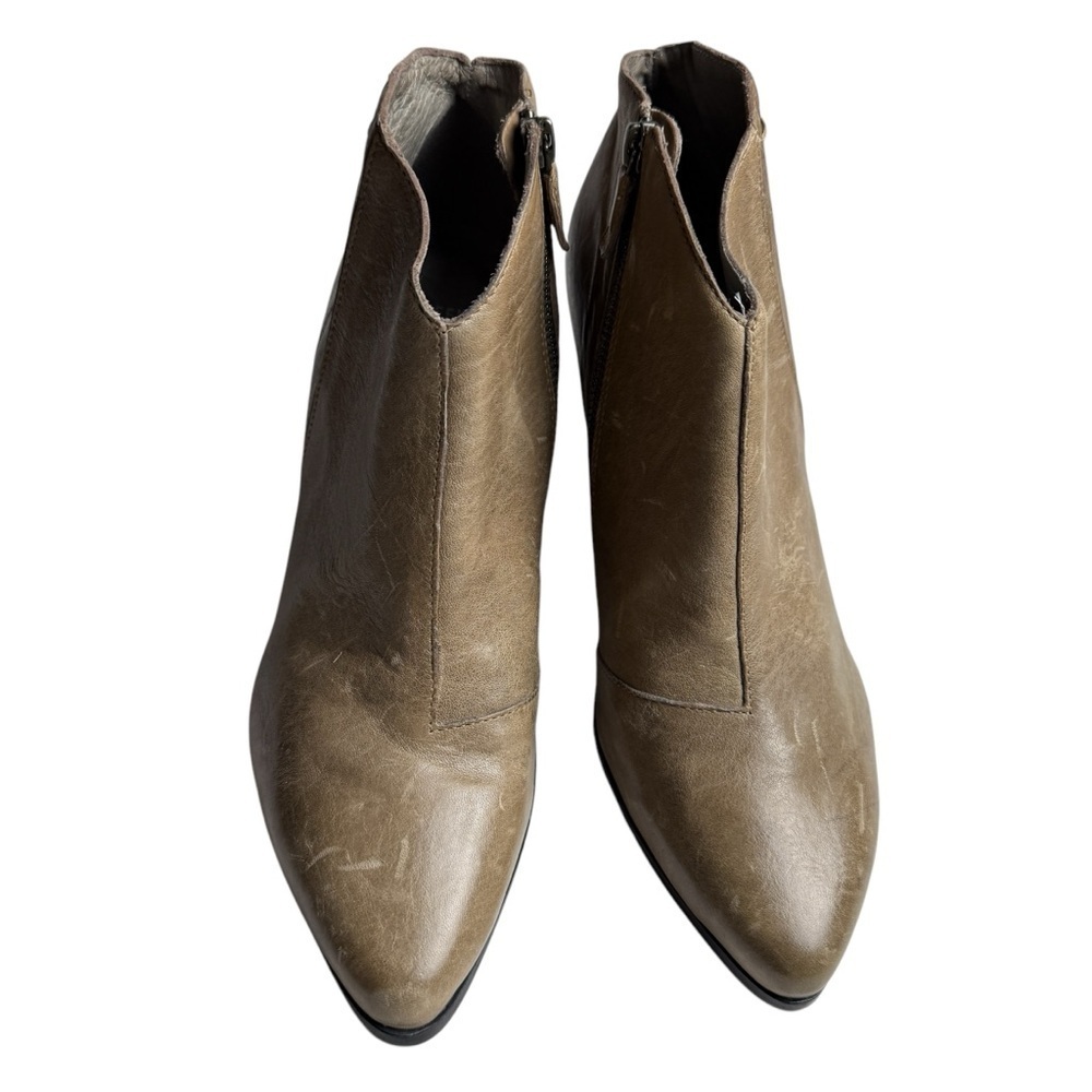 EILEEN FISHER Ankle Boot Womens 11 Tan Leather Side Zip 3” Heel MSRP: $228 READ - Picture 2 of 11